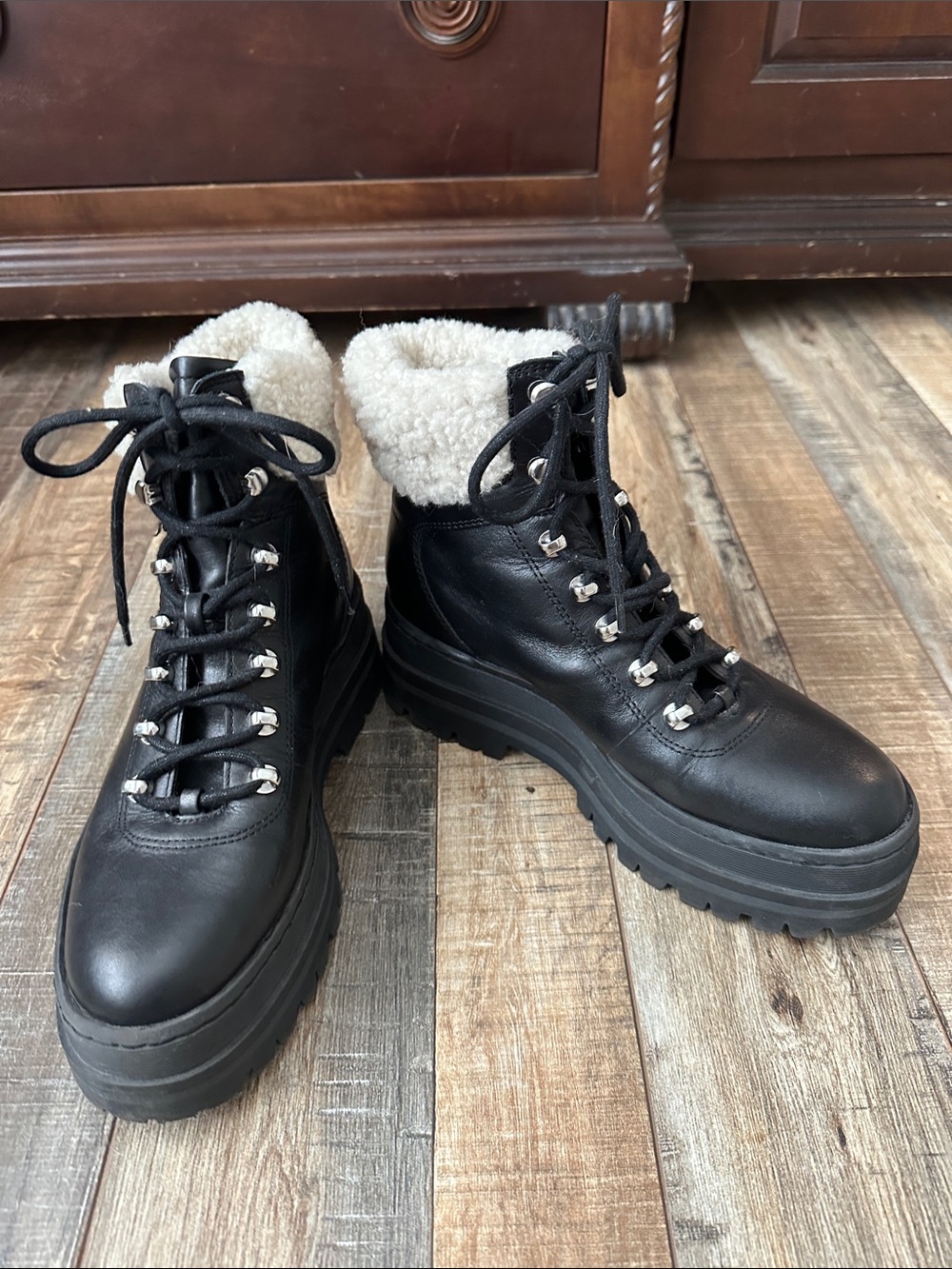 Marc Fisher Furry Black Boots
